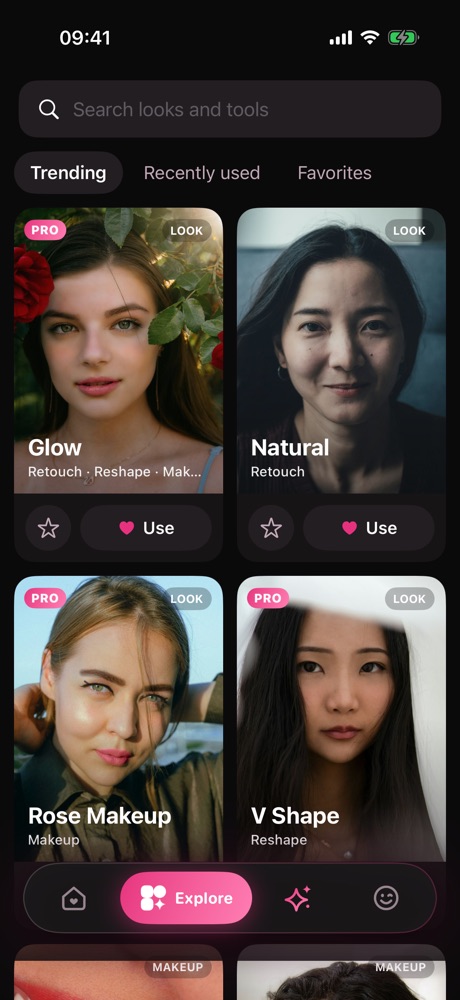 Explore: Browse trending looks and use one on your photo.